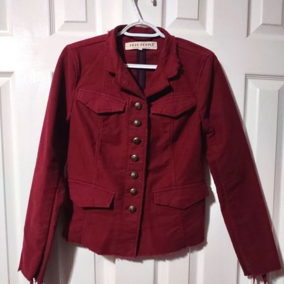 NWT Free People Maroon Red Ella Sergeant Military/Riding Jacket. - Picture 3 of 10